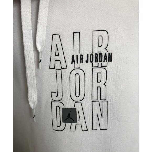 Air Jordan Logo Hoodie Sweatshirt Mens M White Basketball Athleisure Activewear - Picture 4 of 10